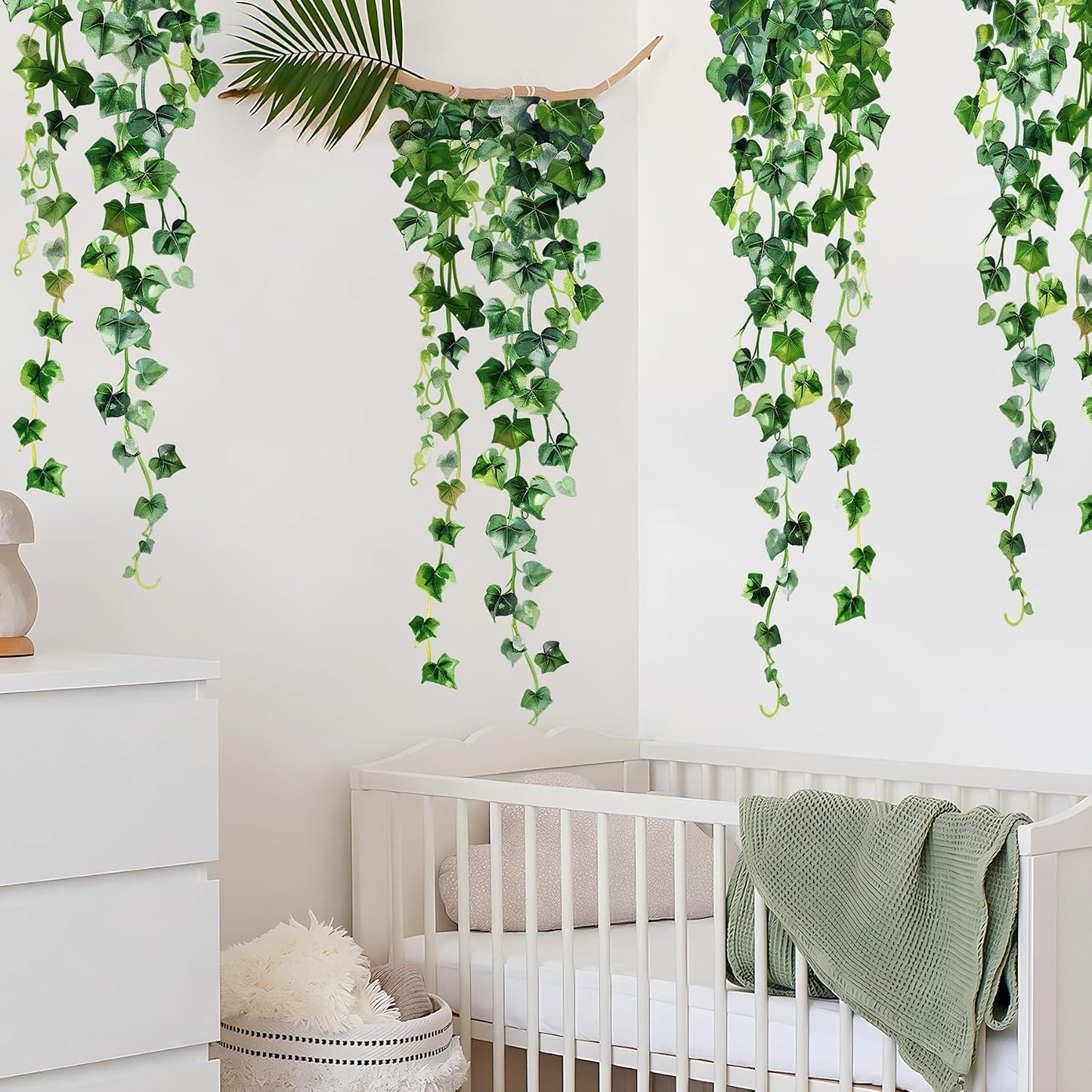 Green Plants Leaves Wall Decals Hanging Vine Wall Stickers Fresh Green Leaf Wall / Green Plant 19
