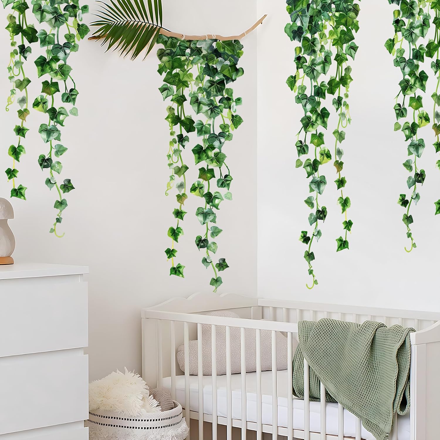 Green Plants Leaves Wall Decals Hanging Vine Wall Stickers Fresh Green Leaf Wall / Green Plant 19