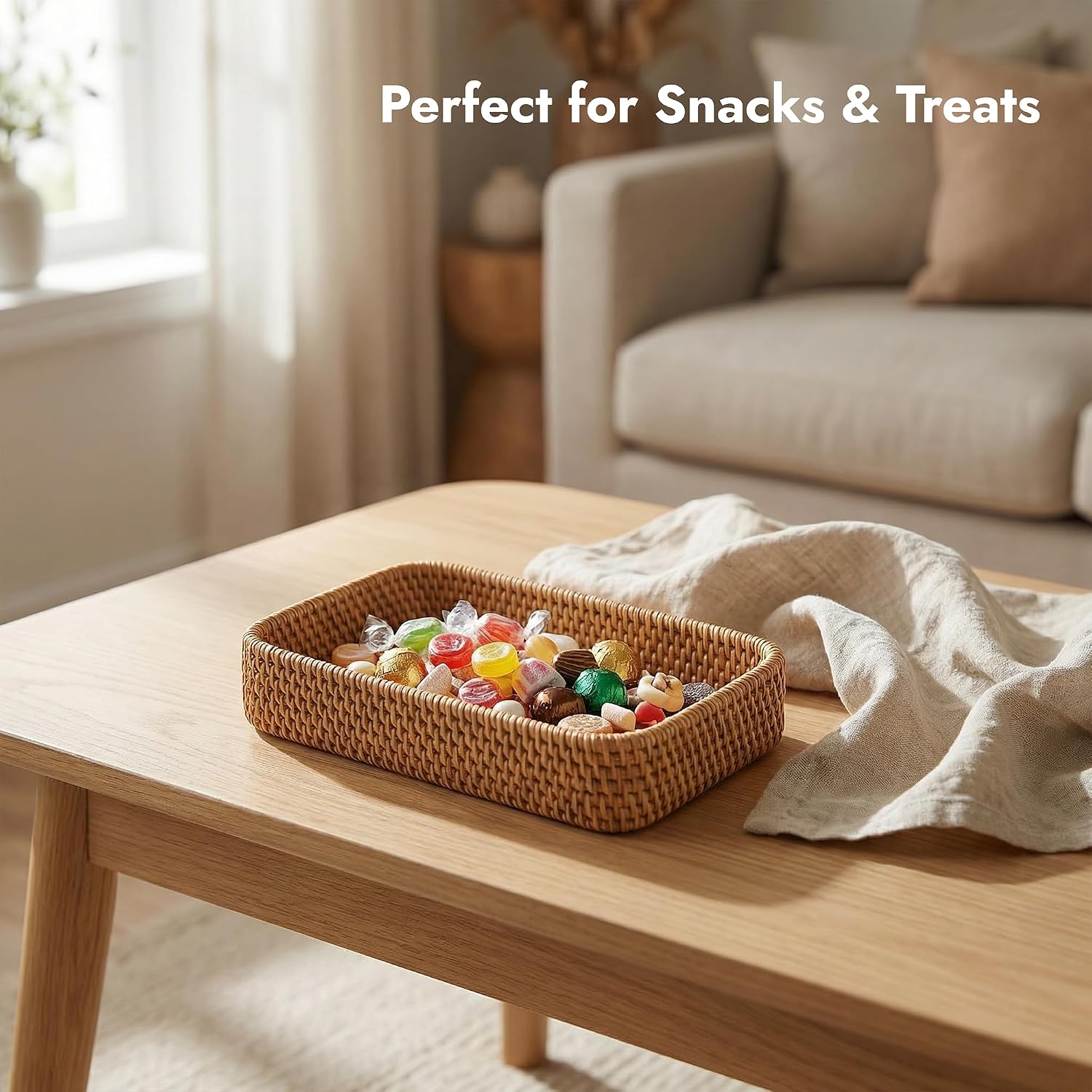 Small Natural Rattan Storage Tray / 8.3 x 4.3 / Natural Xs