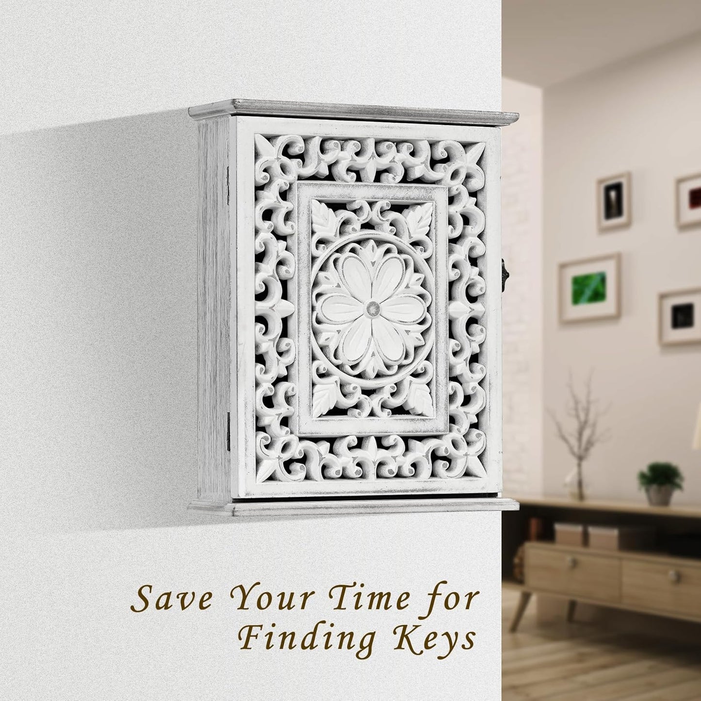 Wooden Key Holder / Retro White
