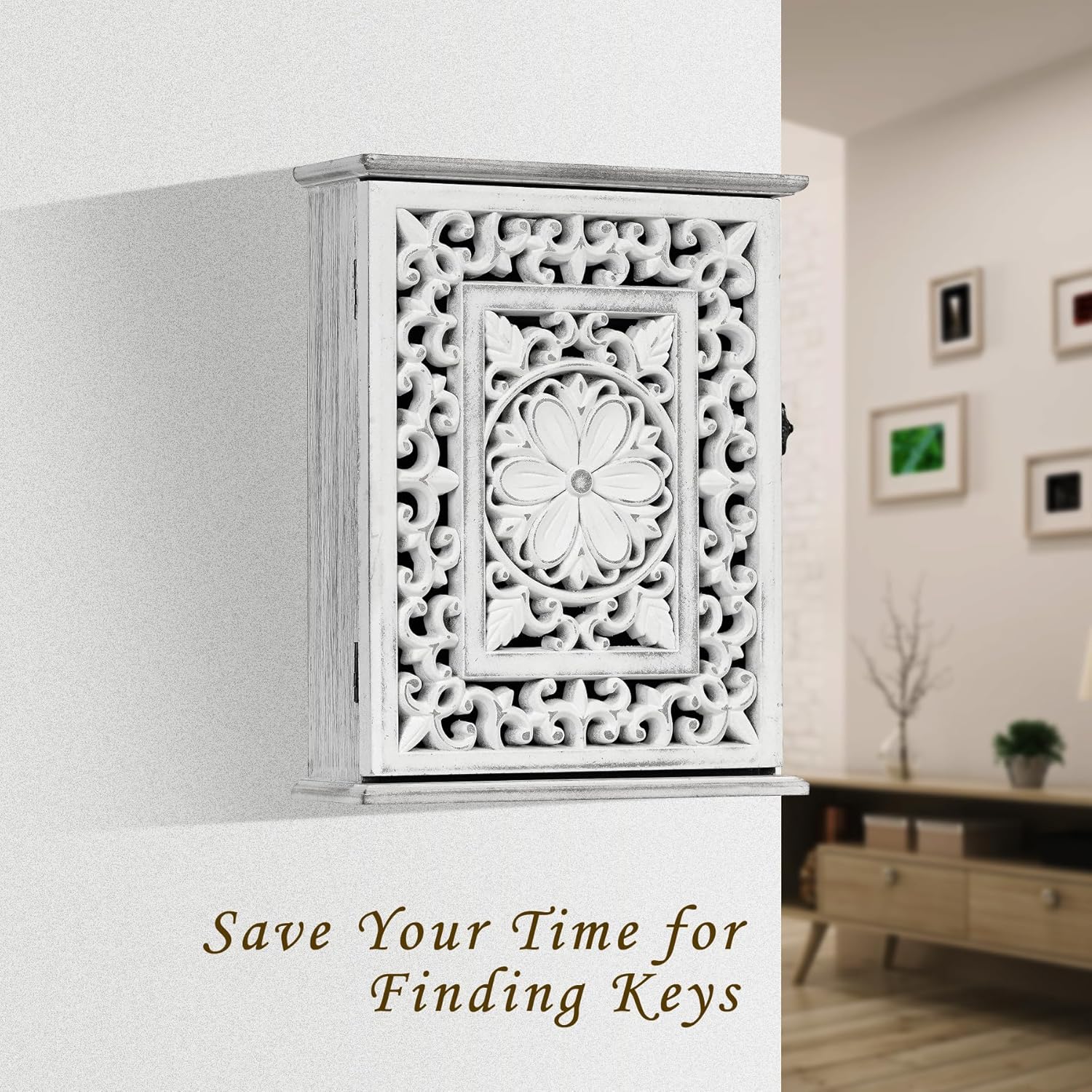 Wooden Key Holder / Retro White