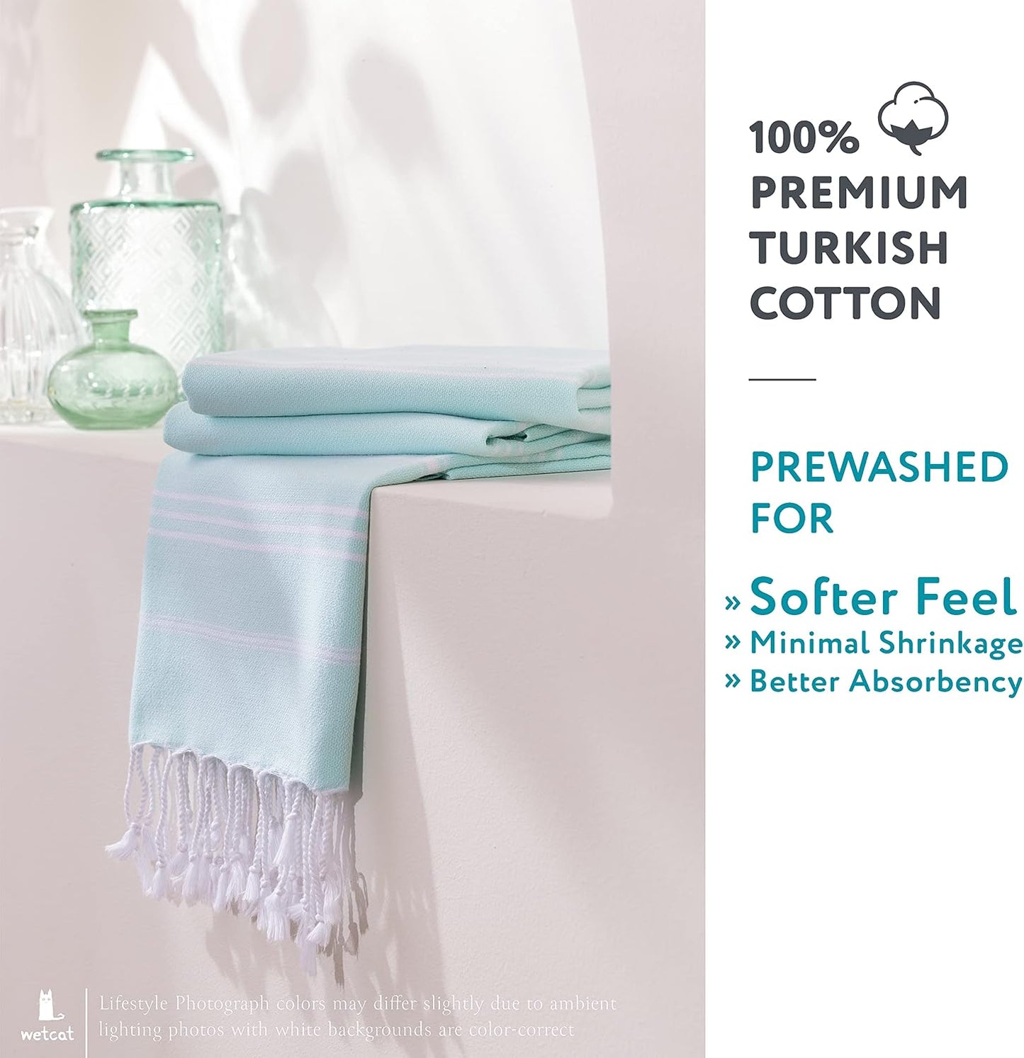 Bundle: Turkish Bath Towel (38 x 71) and Turkish Hand Towels (20 x 30, Set of 2) - 100% Cotton, Prewashed for Soft Feel