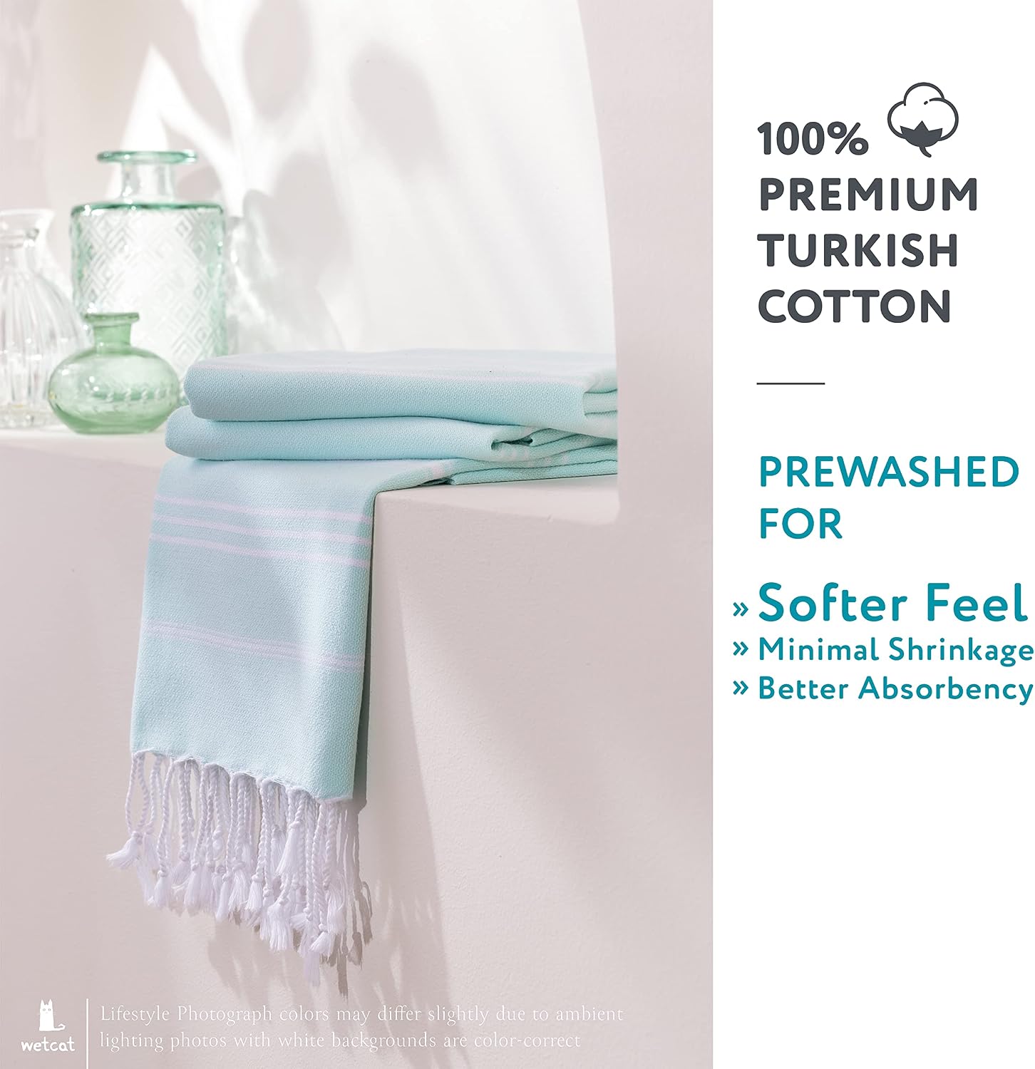 Bundle: Turkish Bath Towel (38 x 71) and Turkish Hand Towels (20 x 30, Set of 2) - 100% Cotton, Prewashed for Soft Feel