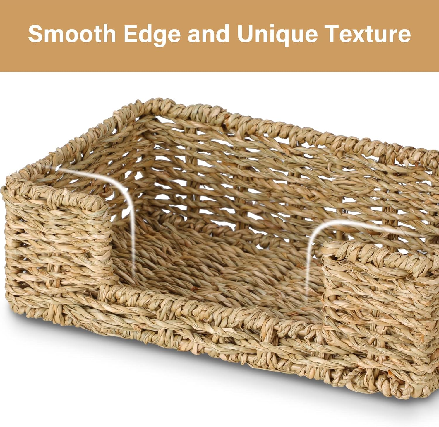 Bathroom Disposable Guest Towel Napkin Holder Long Woven Rattan / Seagrass / L9.4" x W5.5" x H2.8