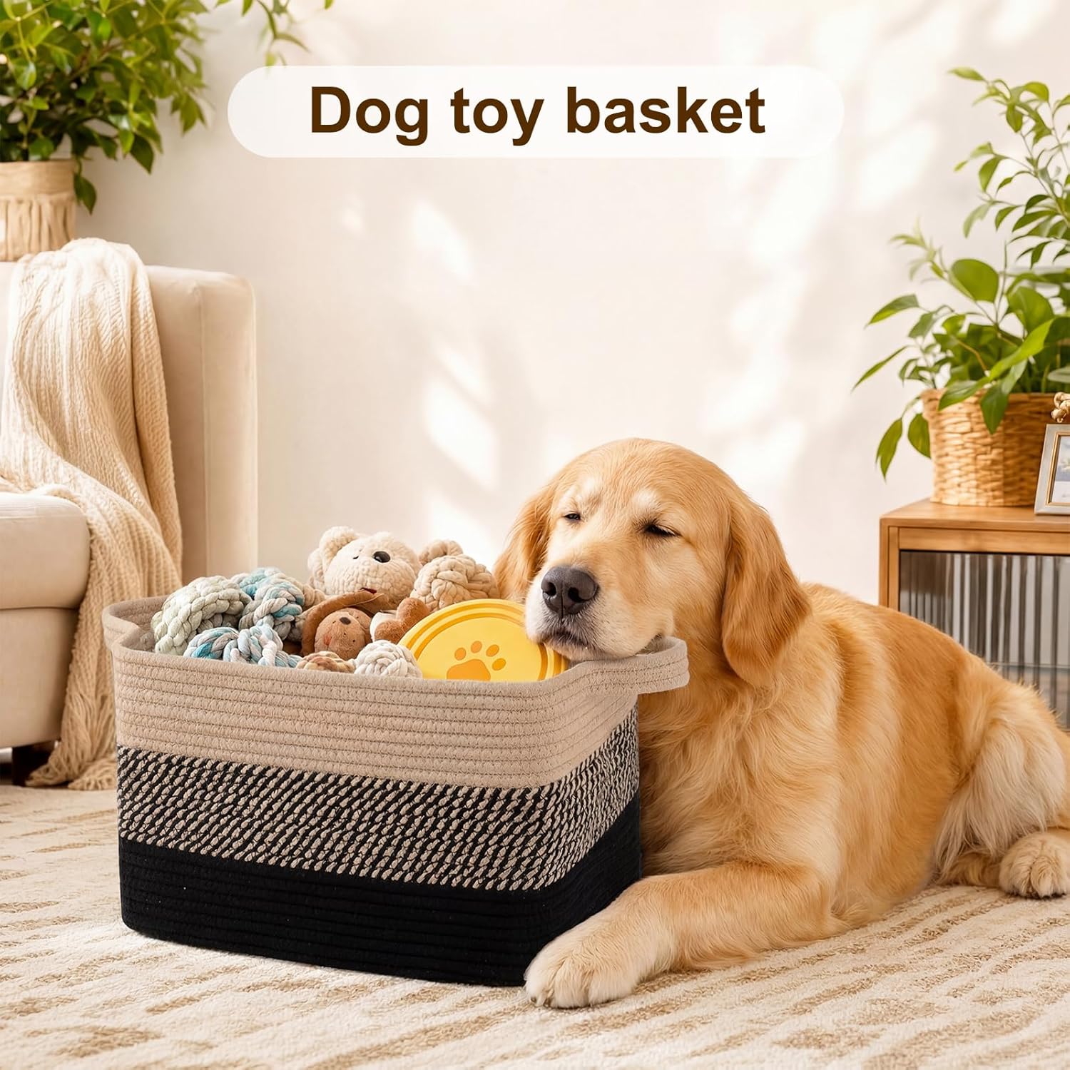 Woven Baskets for Storage / Black & Brown / 13 x 9.9 x 8.7 / Set of 3