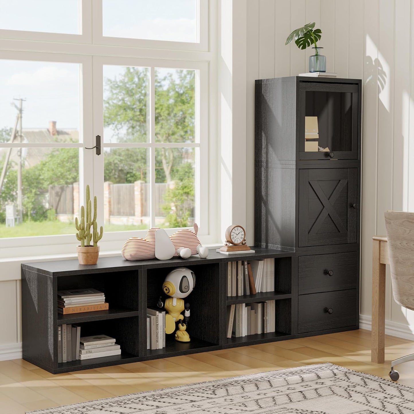 DIY Cube Storage Organizer Stackable Cubes / Black / 1 Layer Cube