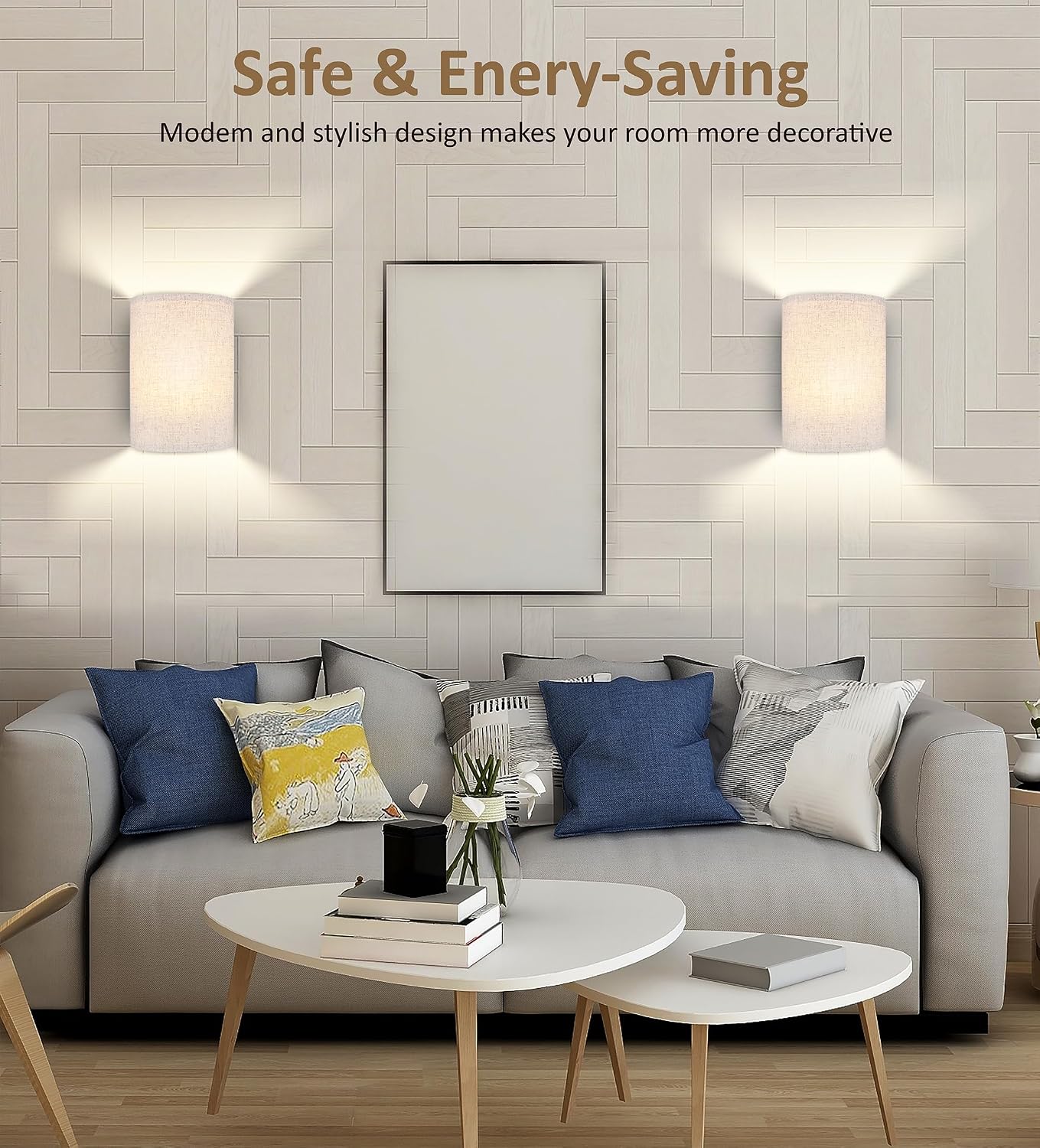 FINCMY Battery Operated Wall Sconces Set of Two, 18 RGB Colors Stick on Wall Lights with Remote, Changeable Dimmable