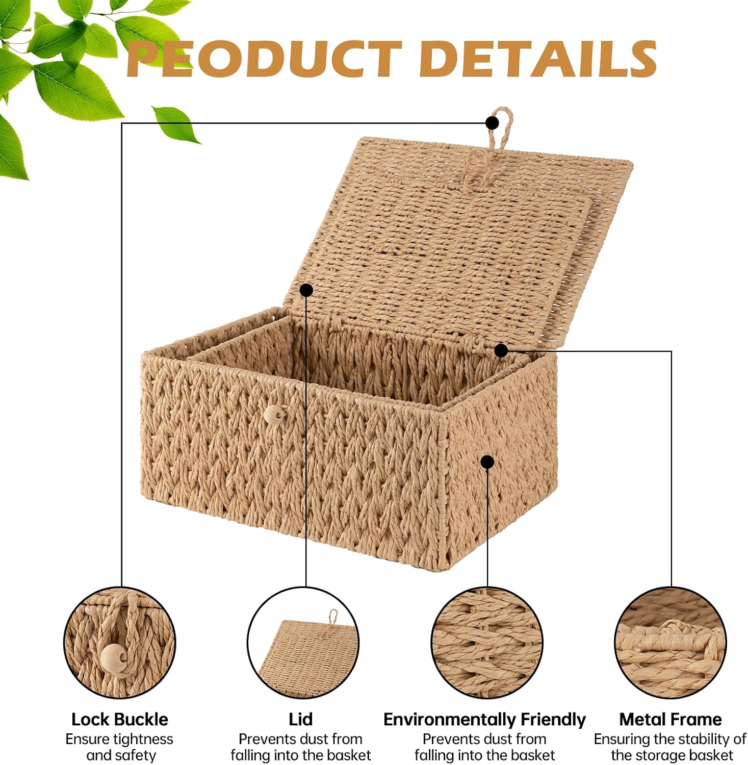 Wicker Storage Basket / Natural / Set of 2