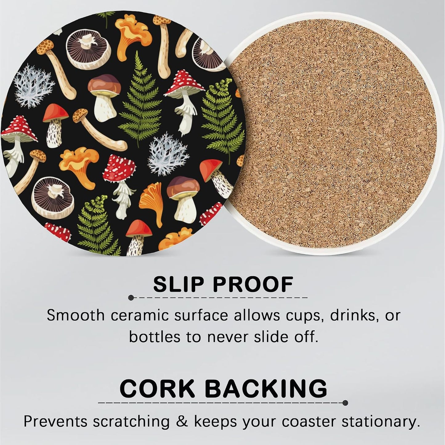 Holder / Mushrooms Coasters for Drinks Absorbent / Mushrooms,spring Leaves