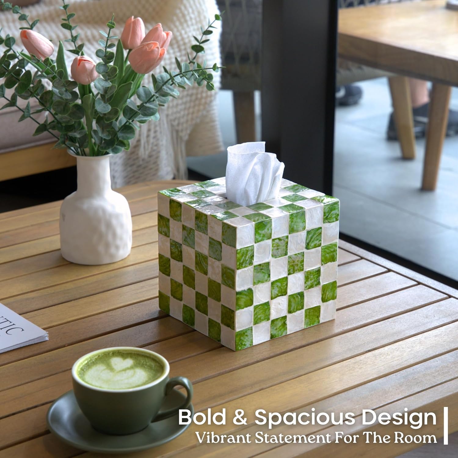 5.5" Tissue Box Cover / Pistachio Green / Square