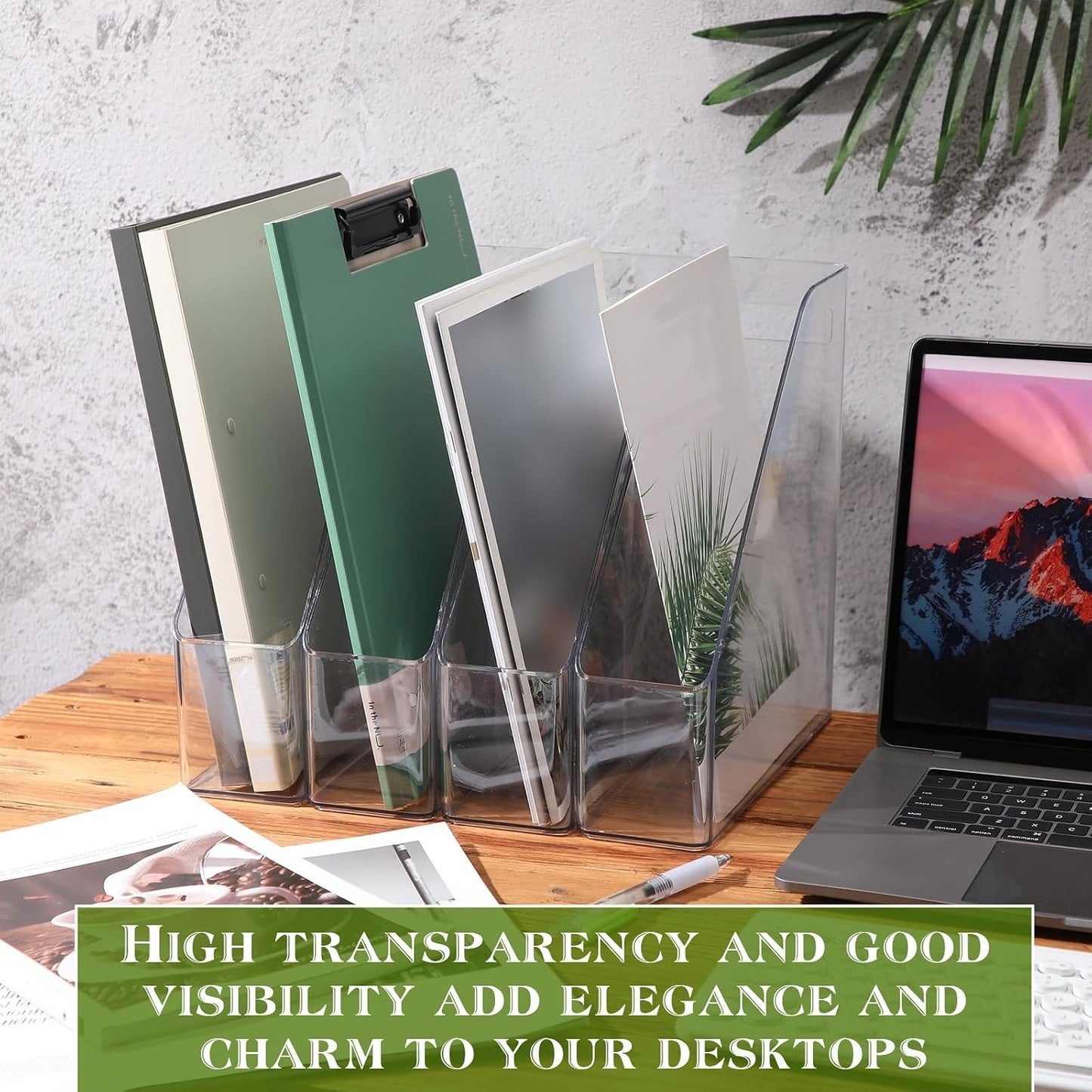 Marsui 6 Pcs Clear Acrylic Magazine Holder with Handle Desk Organizer | Vertical File Rack for School Locker and
