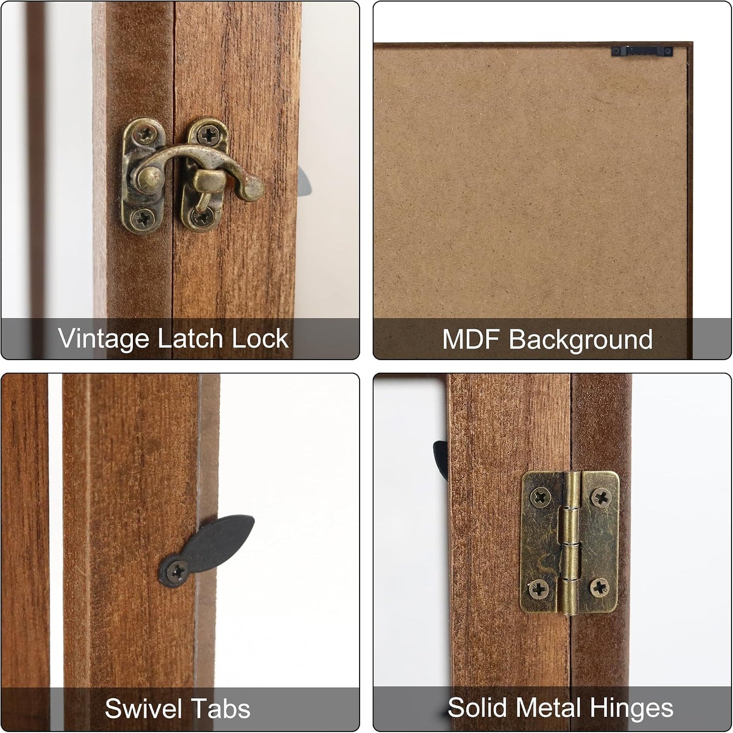 13x16x6 Extra Deep Shadow Box with 3 Removable Panels,Carbonized | Wood Display Case for Wall Mounted or Tabletop