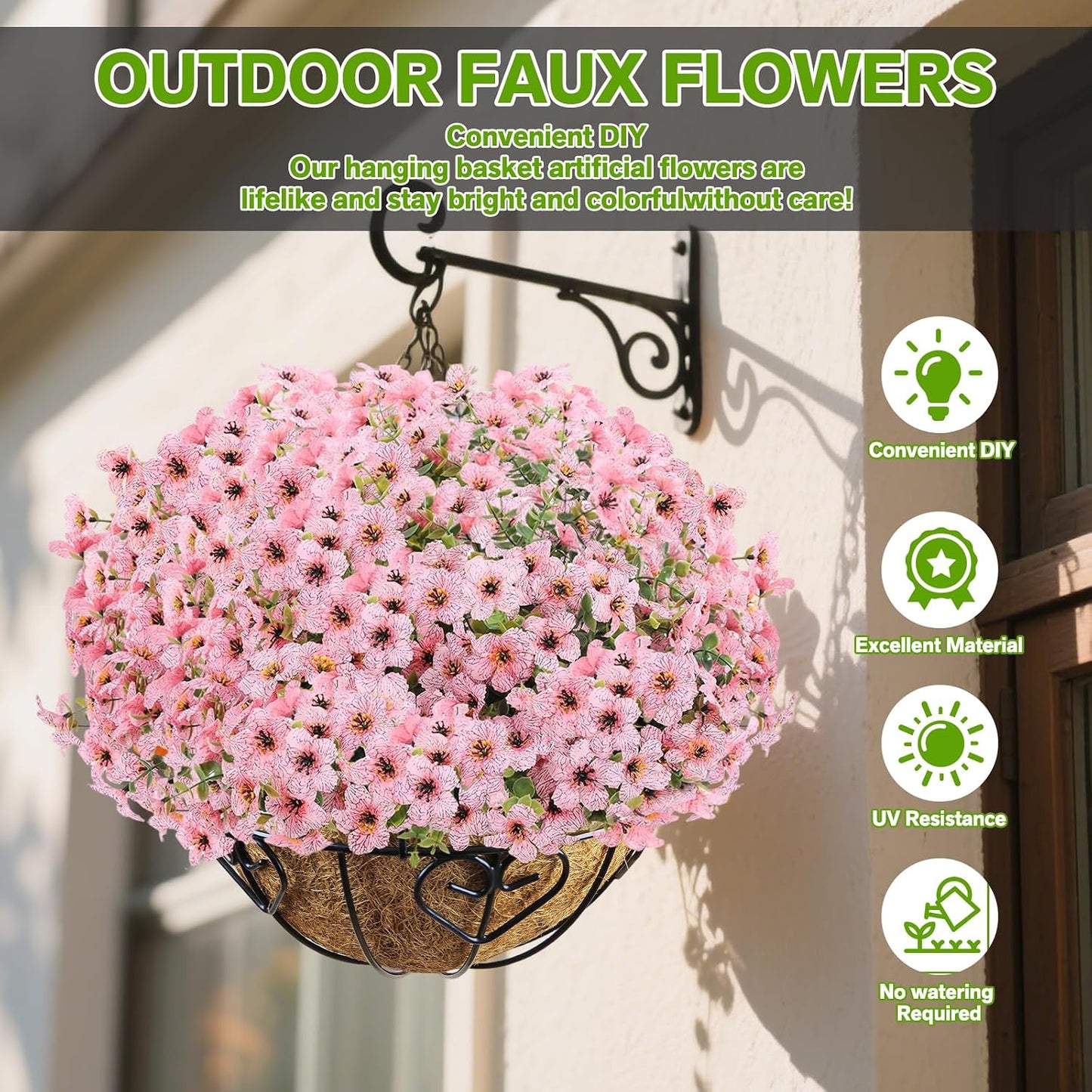 13Bundles Silk Realistic UV Resistant Faux Flowers / Pink / Artificial Flowers / Set of 13