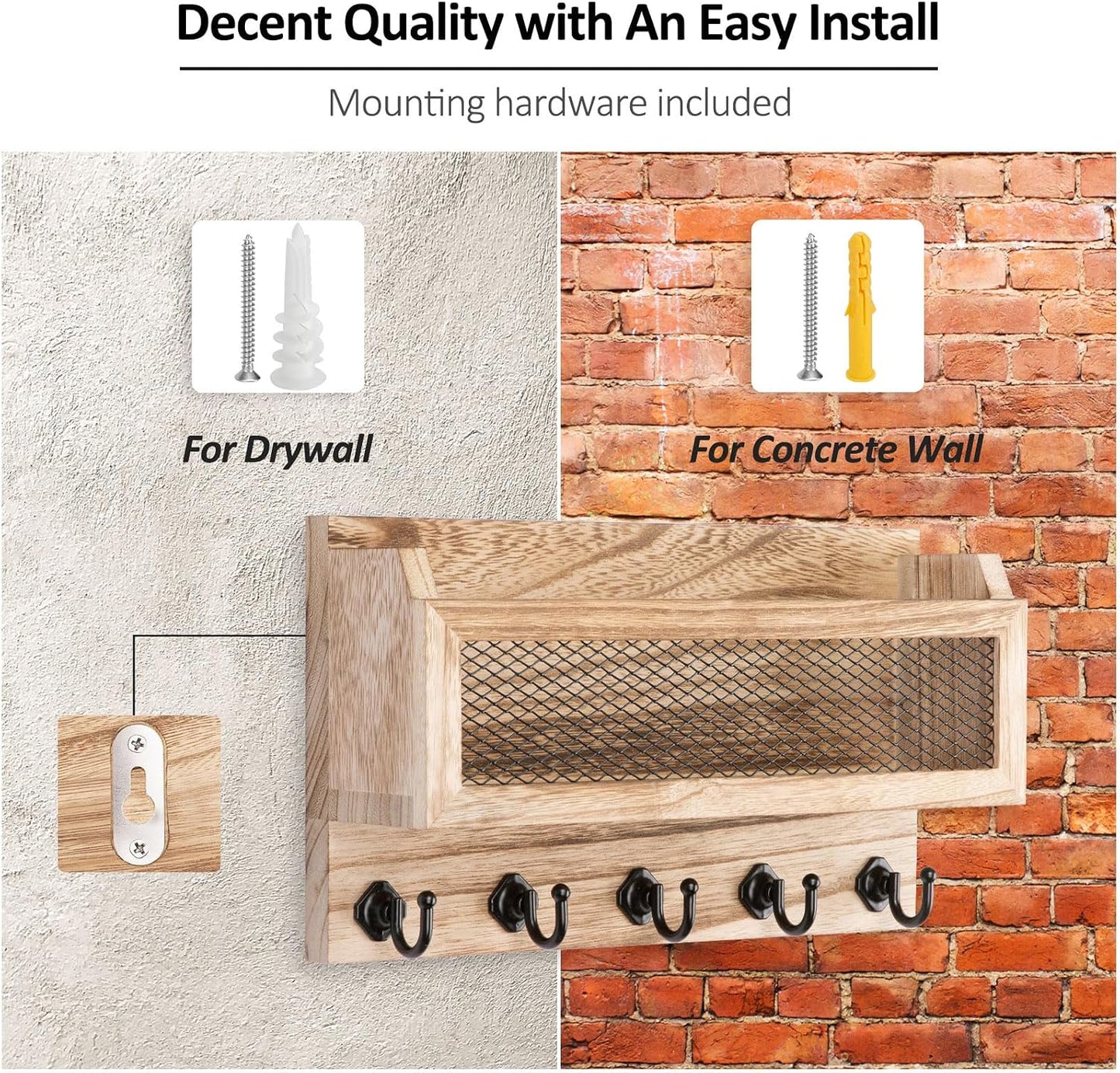 Wooden Wall Key Organizer / Wood / 11 Inch
