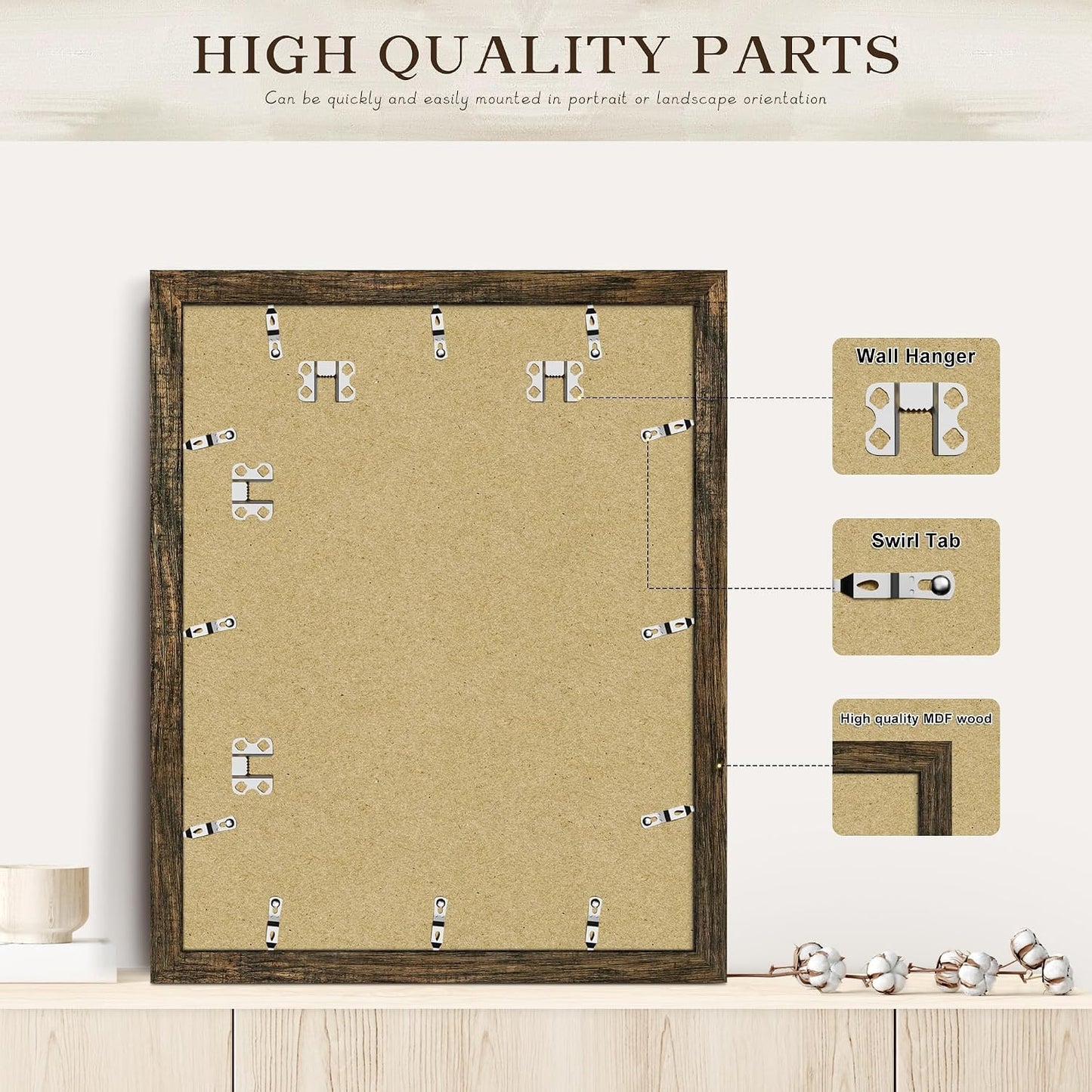 16x20 Rustic Brown Picture Frame, Poster Frame for Wall, 3 Pack | Fits 11x14 Photos With Mat or 16x20 Without Mat