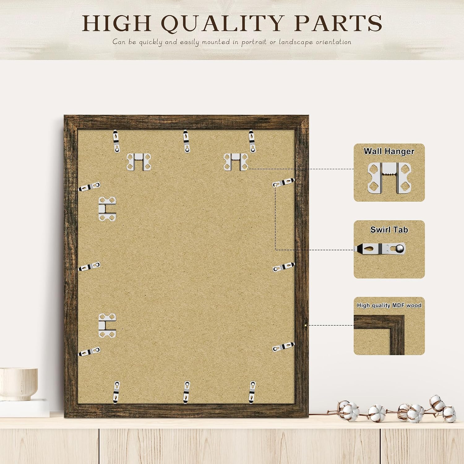 16x20 Rustic Brown Picture Frame, Poster Frame for Wall, 3 Pack | Fits 11x14 Photos With Mat or 16x20 Without Mat