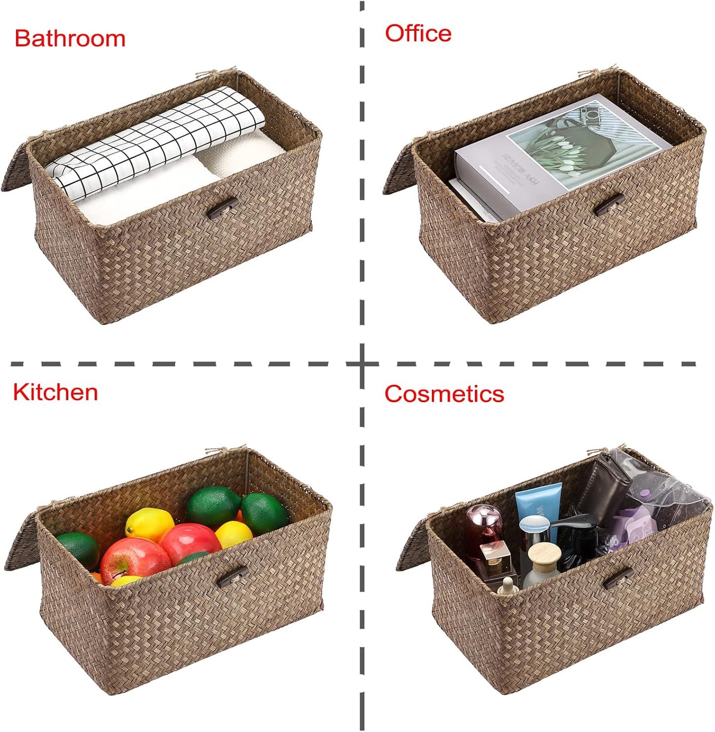 Wicker Shelf Baskets Bin / Medium / Coffee