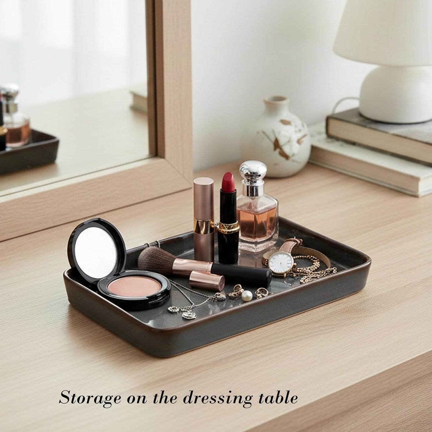 Bathroom Vanity Tray for Countertop- Ceramic Decorative / Kiln-transformed Purple-1 Pc / 10 x 6 x 1