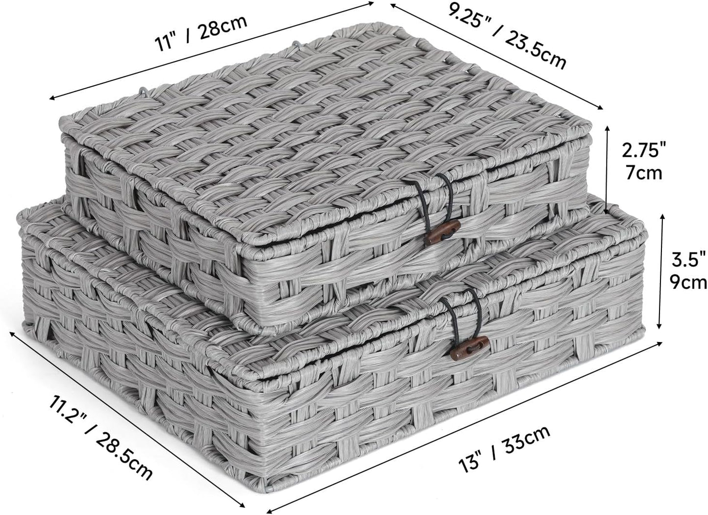 Woven Rattan Organizer Bins / Gray / Set of 2