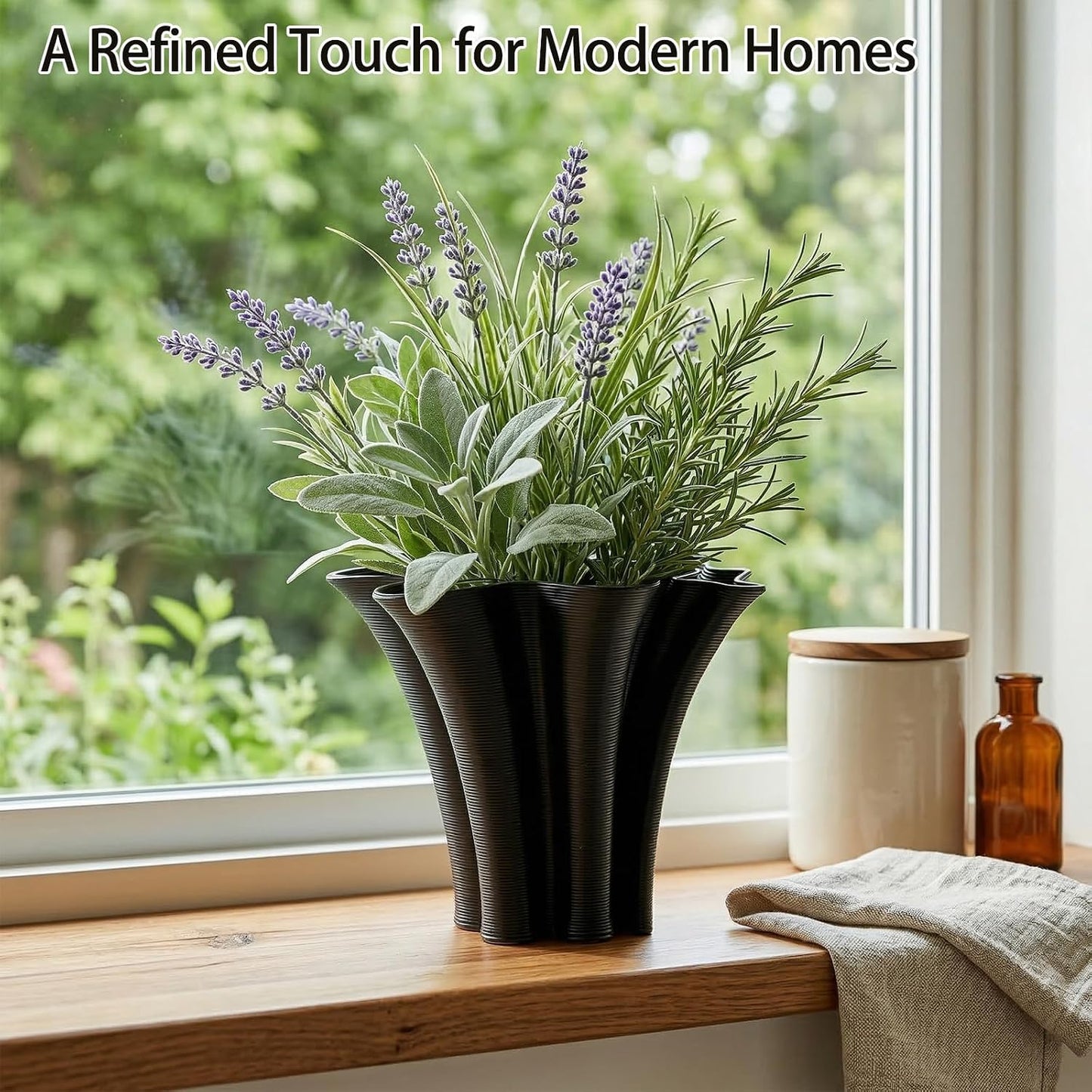 Black Ceramic Vase / Black-b, 5.9 Inch