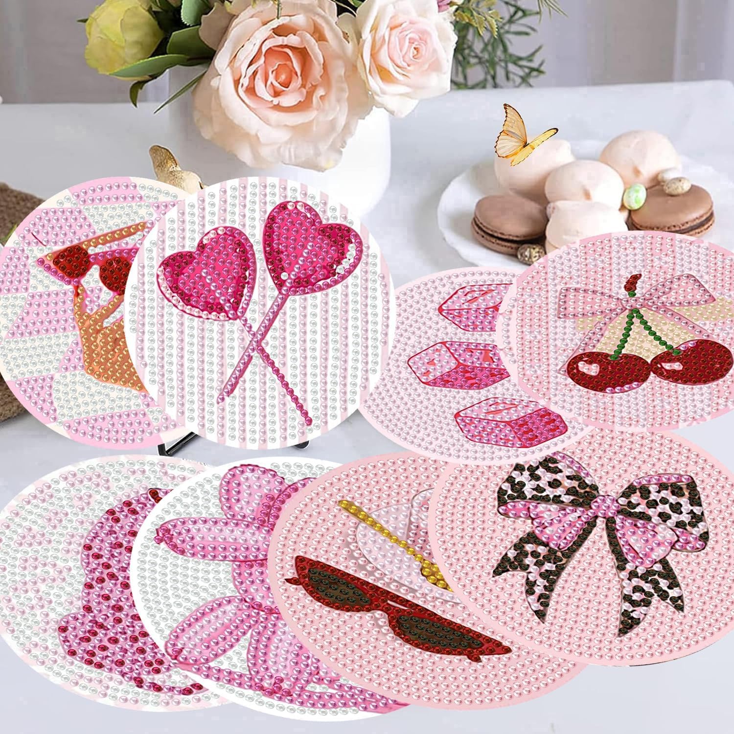 Holder Cork Pads / Pink / Set of 8