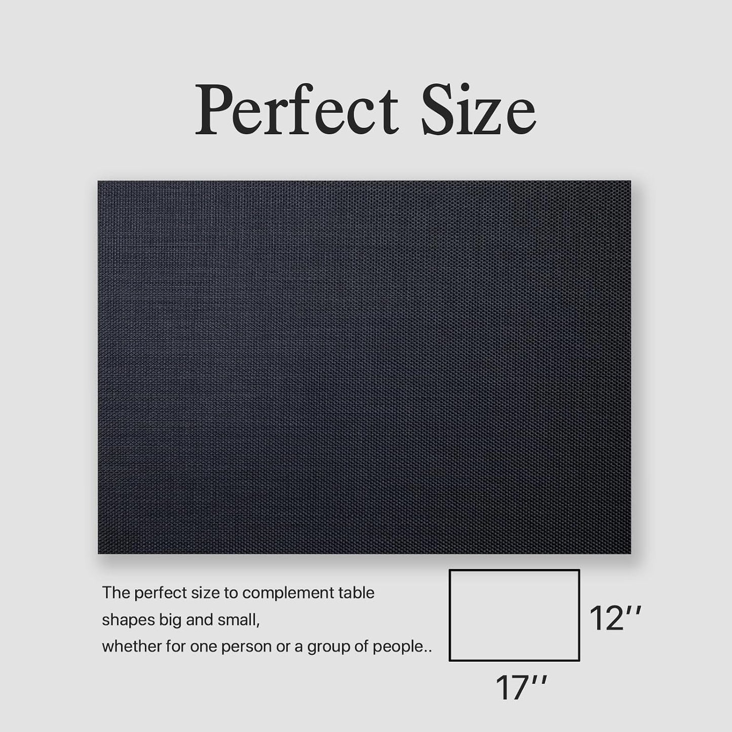 Placemats Set of 12 - Easy Clean Woven Vinyl Placemats for Dining Table, Indoor/Outdoor Place Mats, Washable PVC Table
