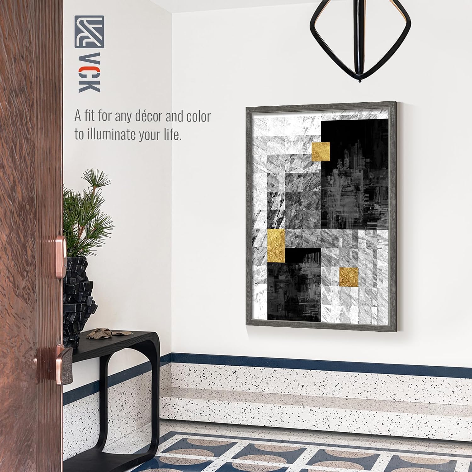 VCK 27x40 Poster Frame Gray 4 Pack, Wide Thick Wood Border, for Prints | Exclusive Woodgrain, Wall Hanging, HD