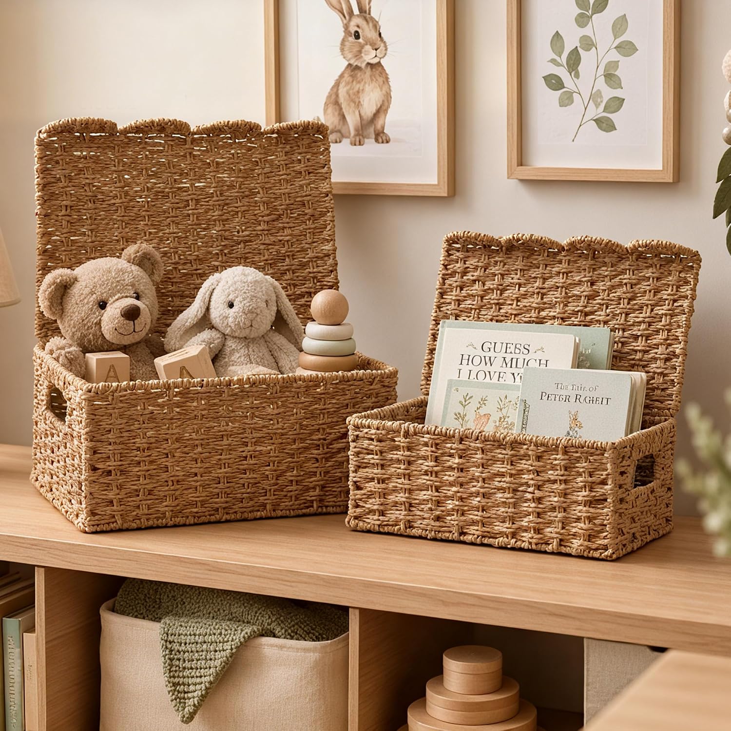 Scalloped Wicker Baskets / Set of 2
