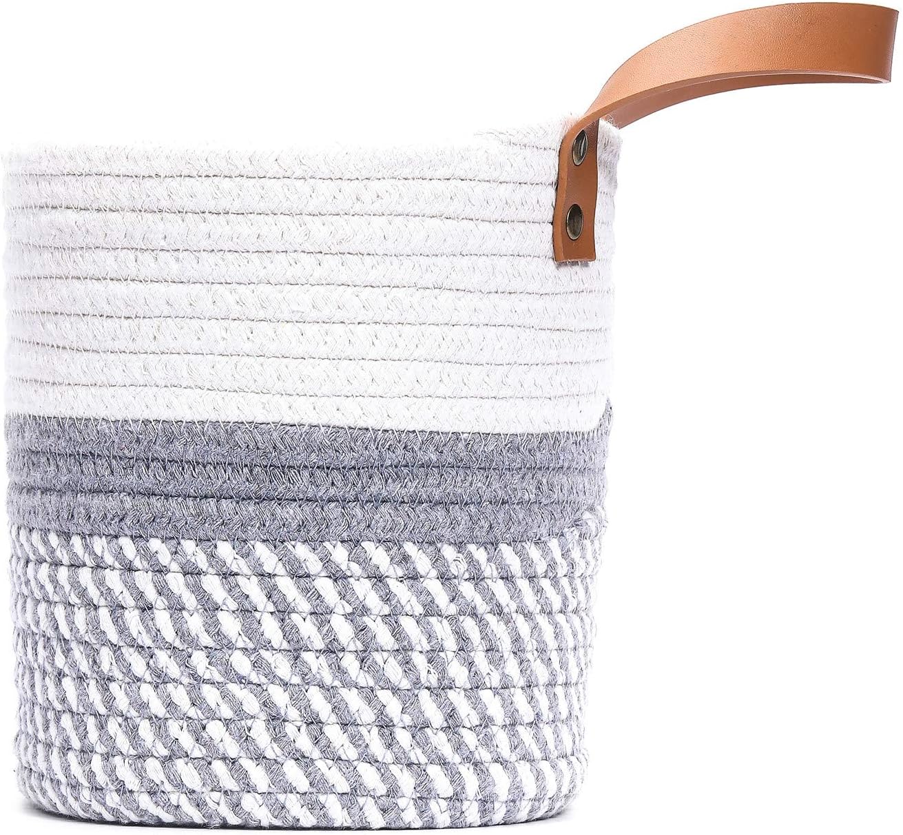 Small Woven Hanging Baskets for Organizing / White & Grey