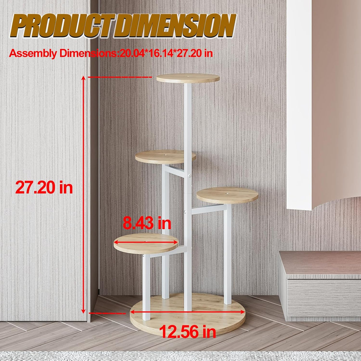 INGIORDAR 5 Tier Plant Stand Indoor Corner Tiered Holder Shelf Display Rack | Multiple Plants with MDF Top Board Metal