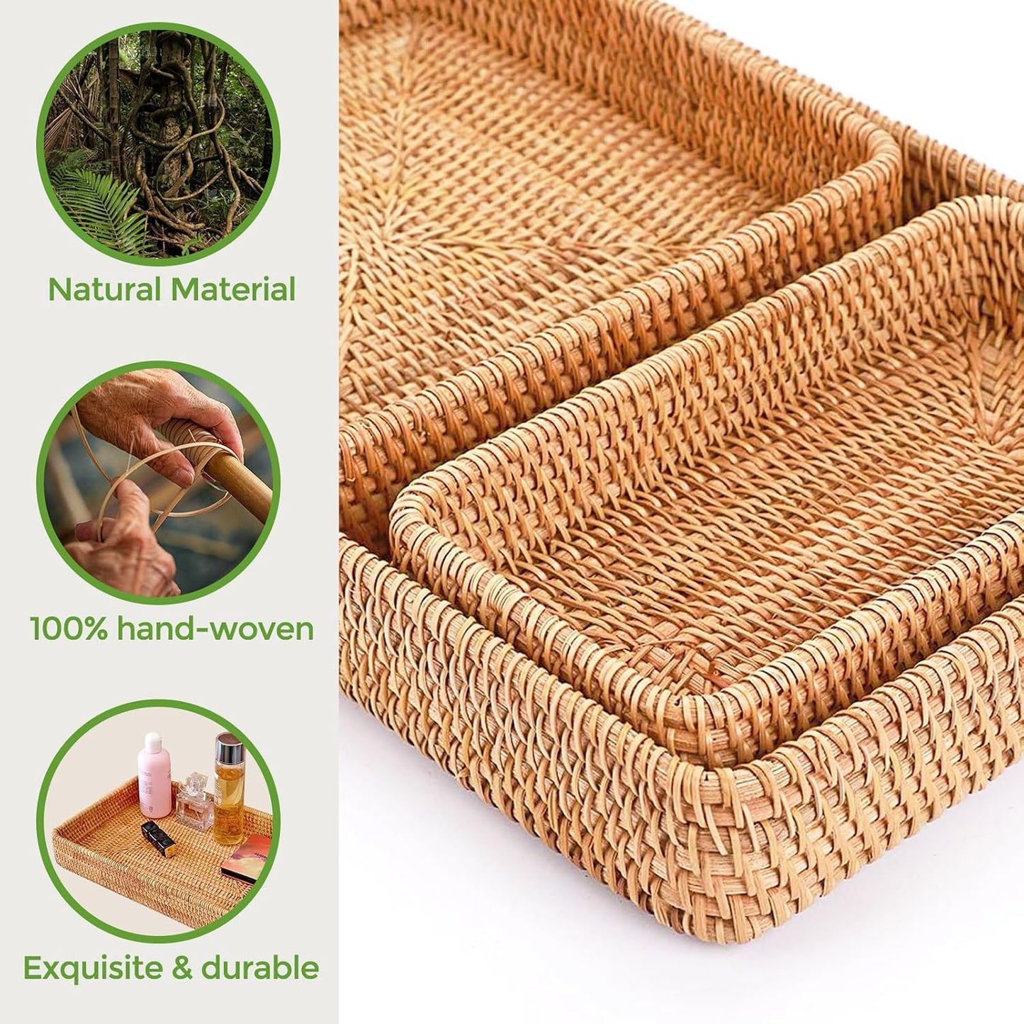 Rattan Serving Tray / Natural / Set of 3