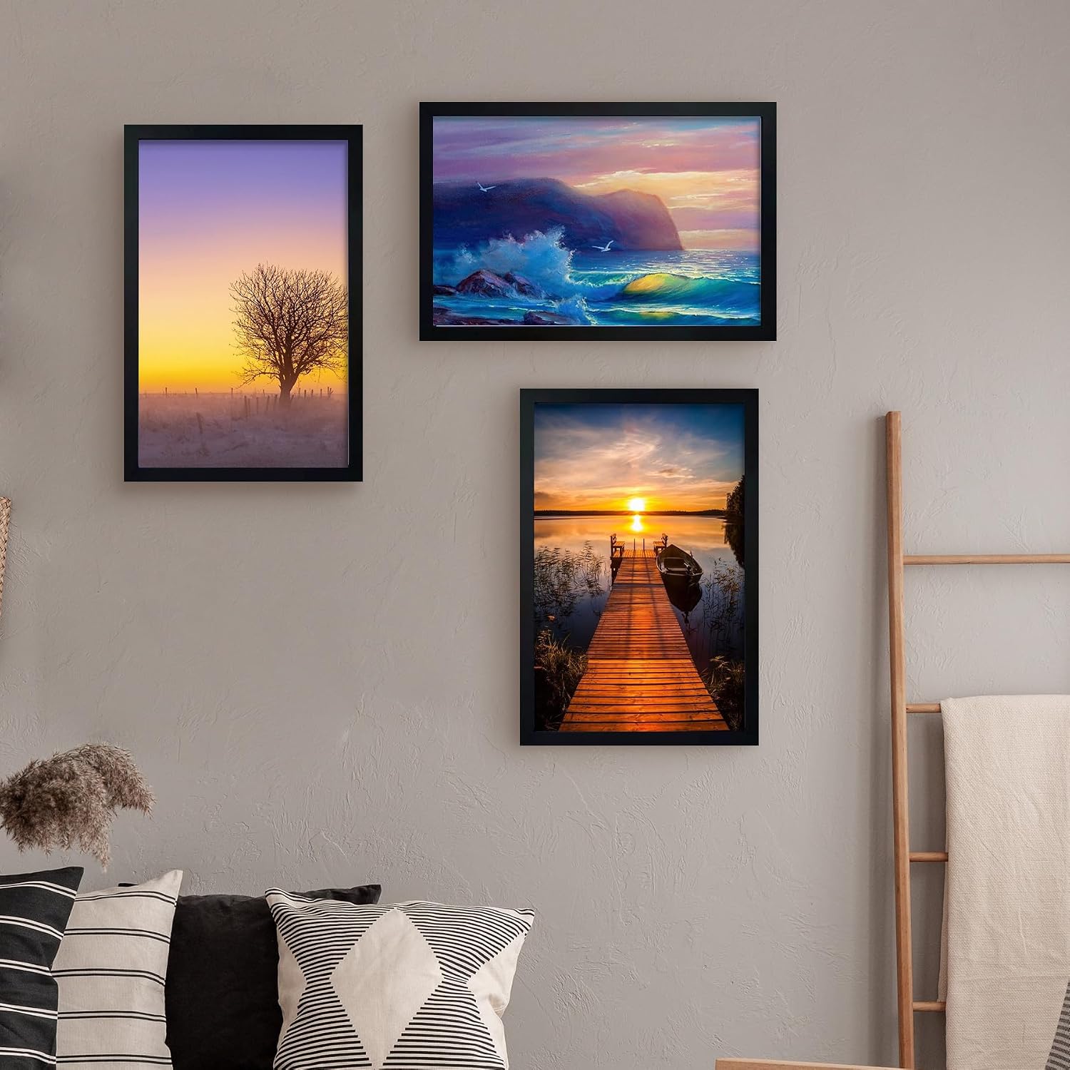 SESEAT 12x18 Picture Frame Black Set of 6, Display Pictures 12x18 Without Mat for Wall Mounting, Wall Gallery Poster