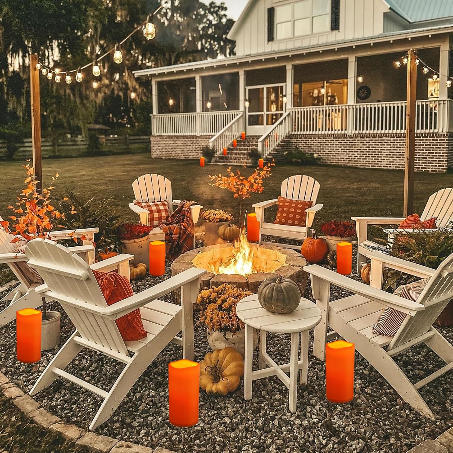 NURADA 8" x 4" Large Outdoor Flameless Candles - Waterproof LED Pillar Flickering Candle Battery Operated with Timer