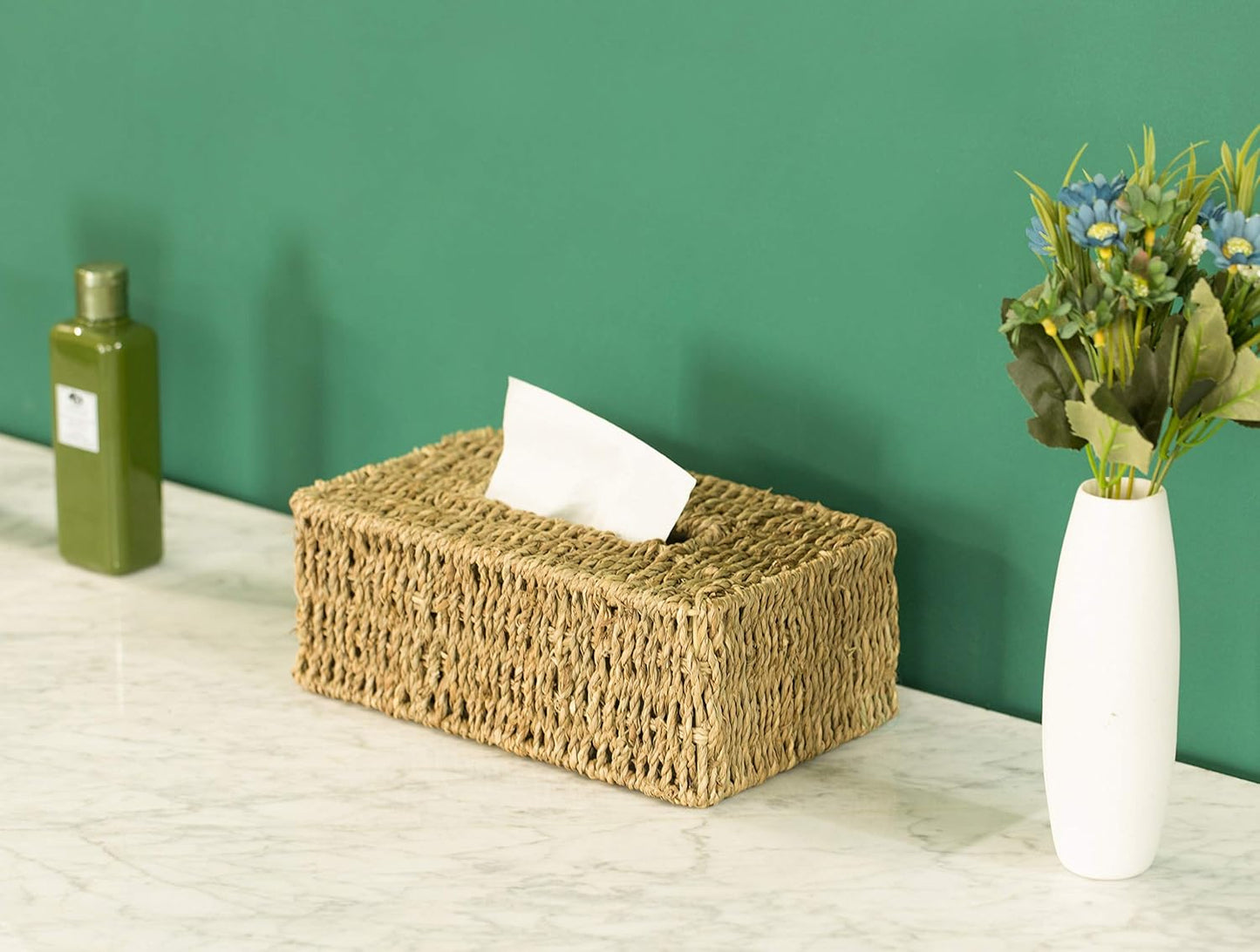 Woven Seagrass Wicker Rectangular Tissue Box Cover Holder / Rectangle / Natural