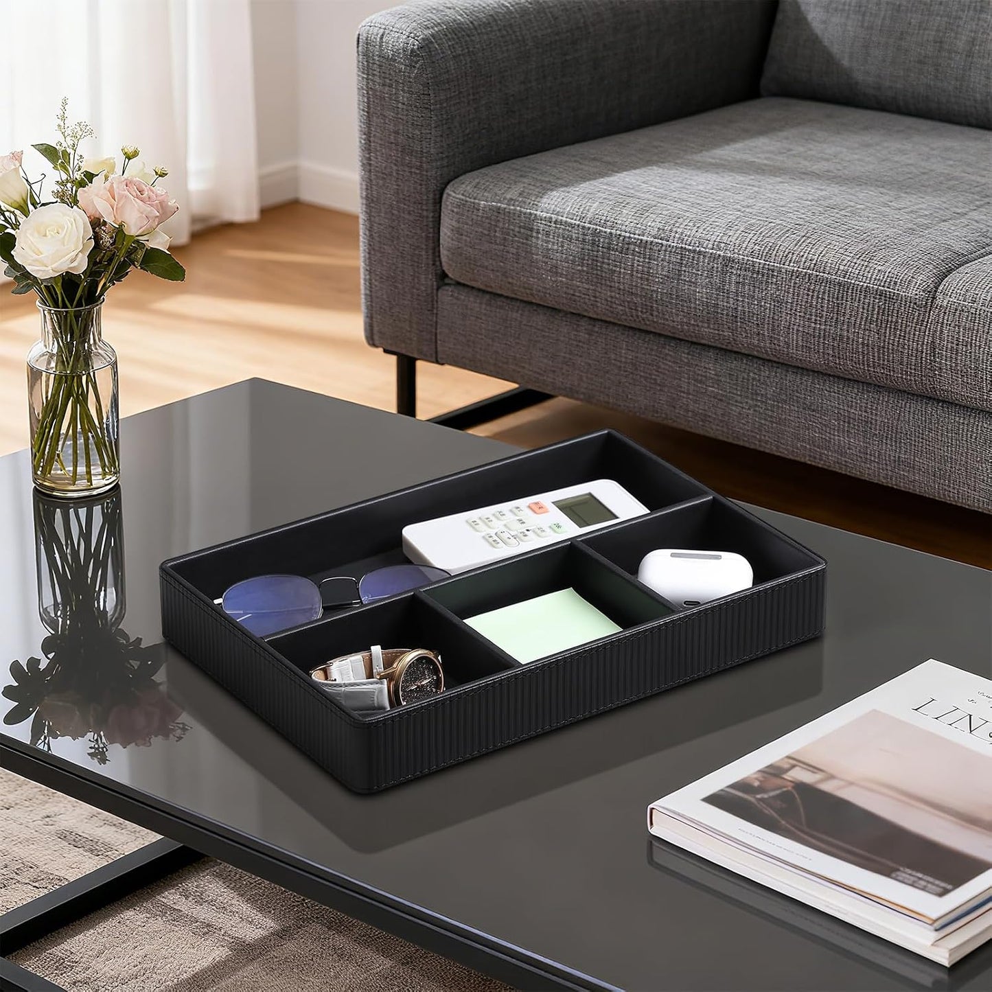PU Leather Valet Tray / Black