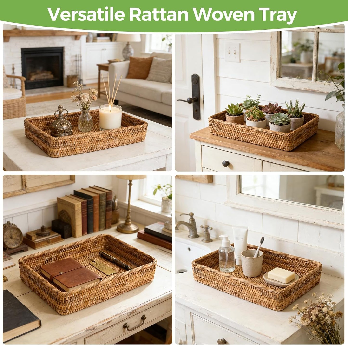 Wicker Storage Tray / 15.7 x 11 / L