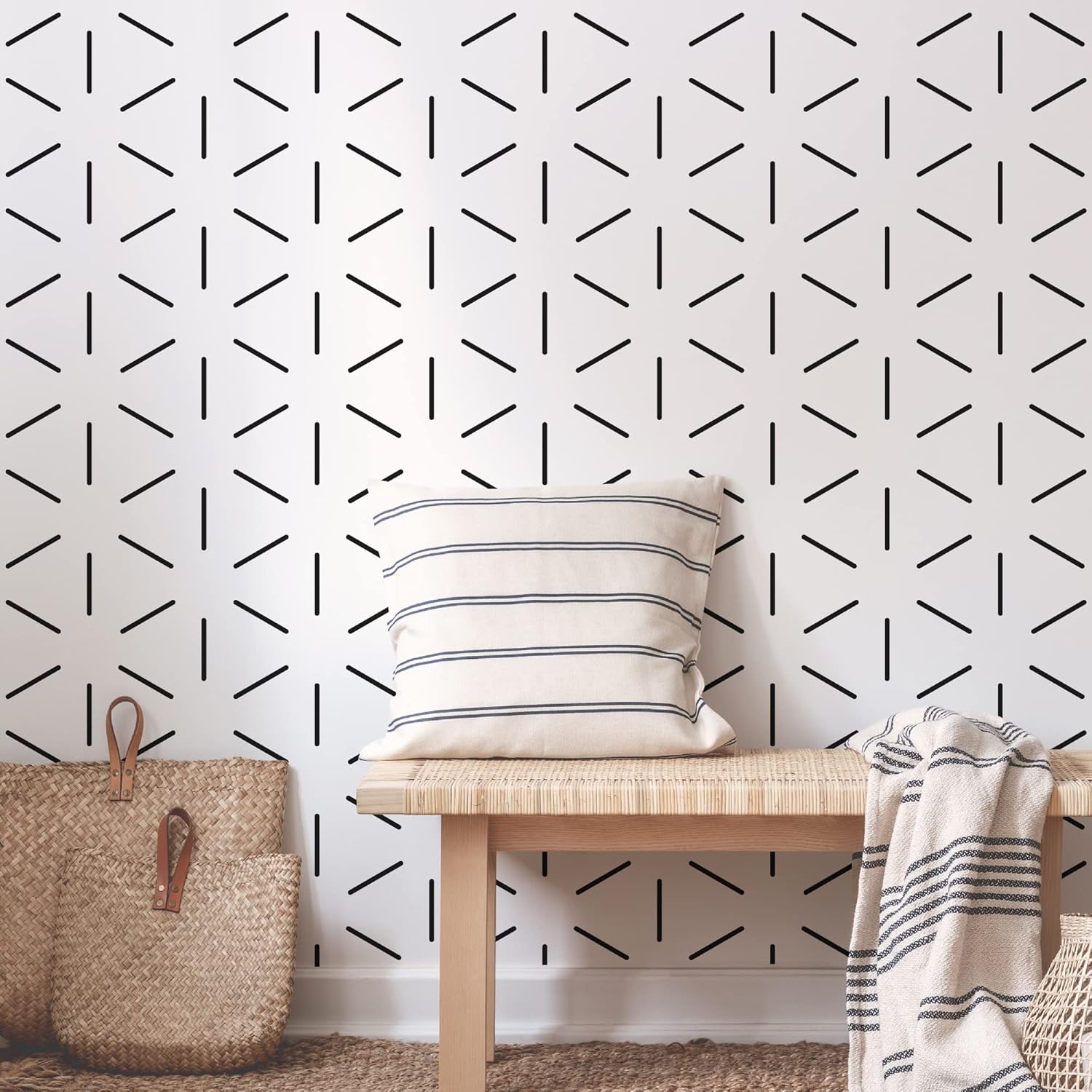 Peel and Stick Modern Wall Stickers / Hexagon / Black / Set of 360