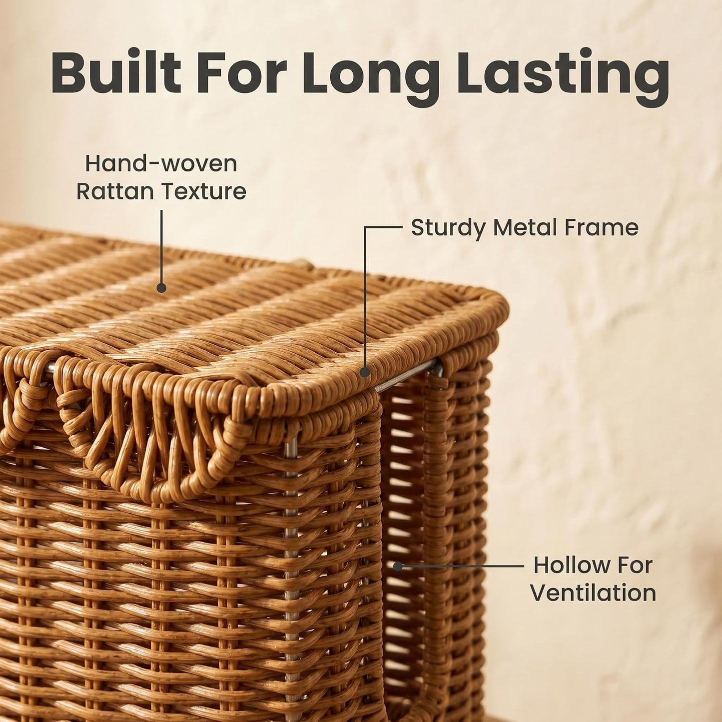 Scalloped Handwoven Rattan Cable Management Basket