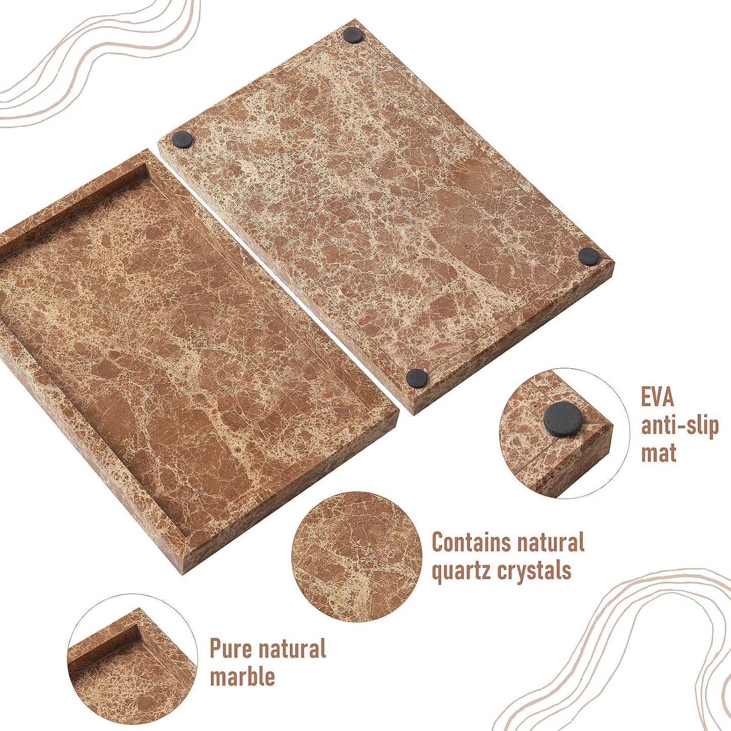 Marble Tray / Stone Trays / Dark Brown / 12 x 8