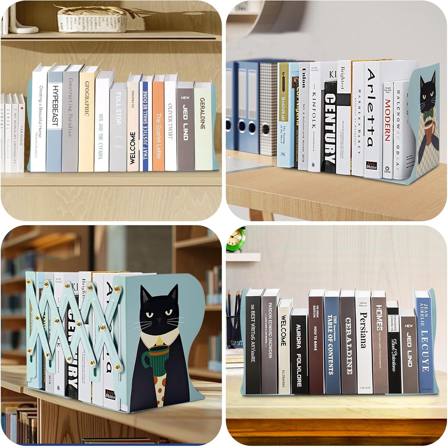 Adjustable Metal Book Ends / Green