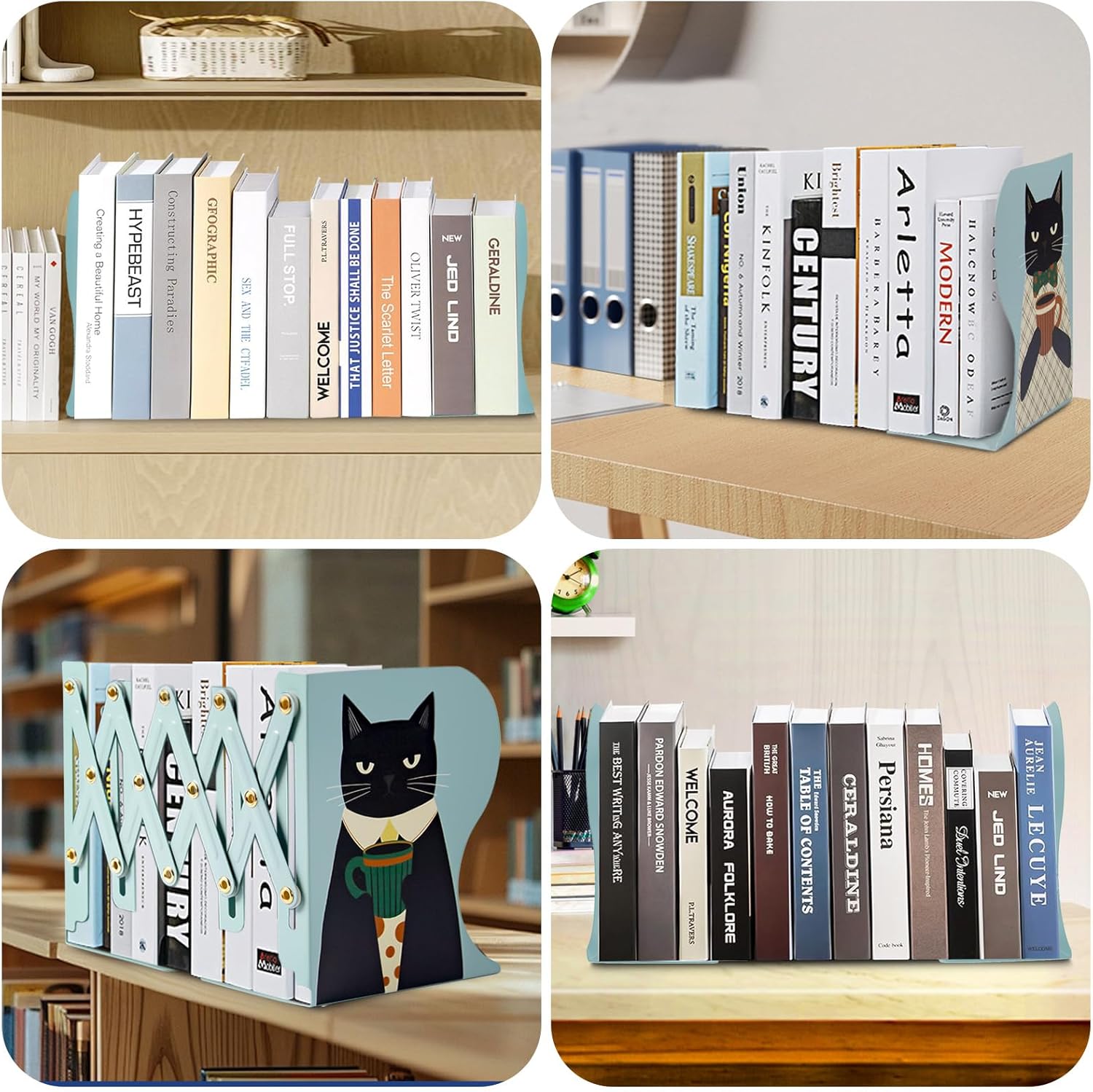 Adjustable Metal Book Ends / Green