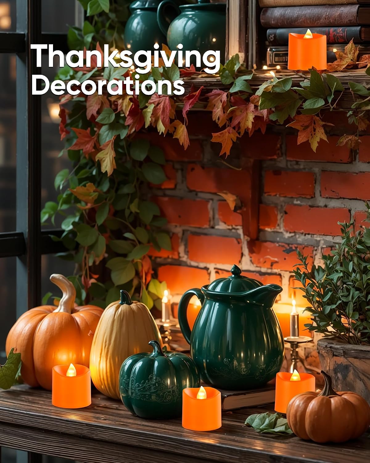 Homemory Orange Flameless LED Votive Tealight Candles & Timer Remote, 24Pack