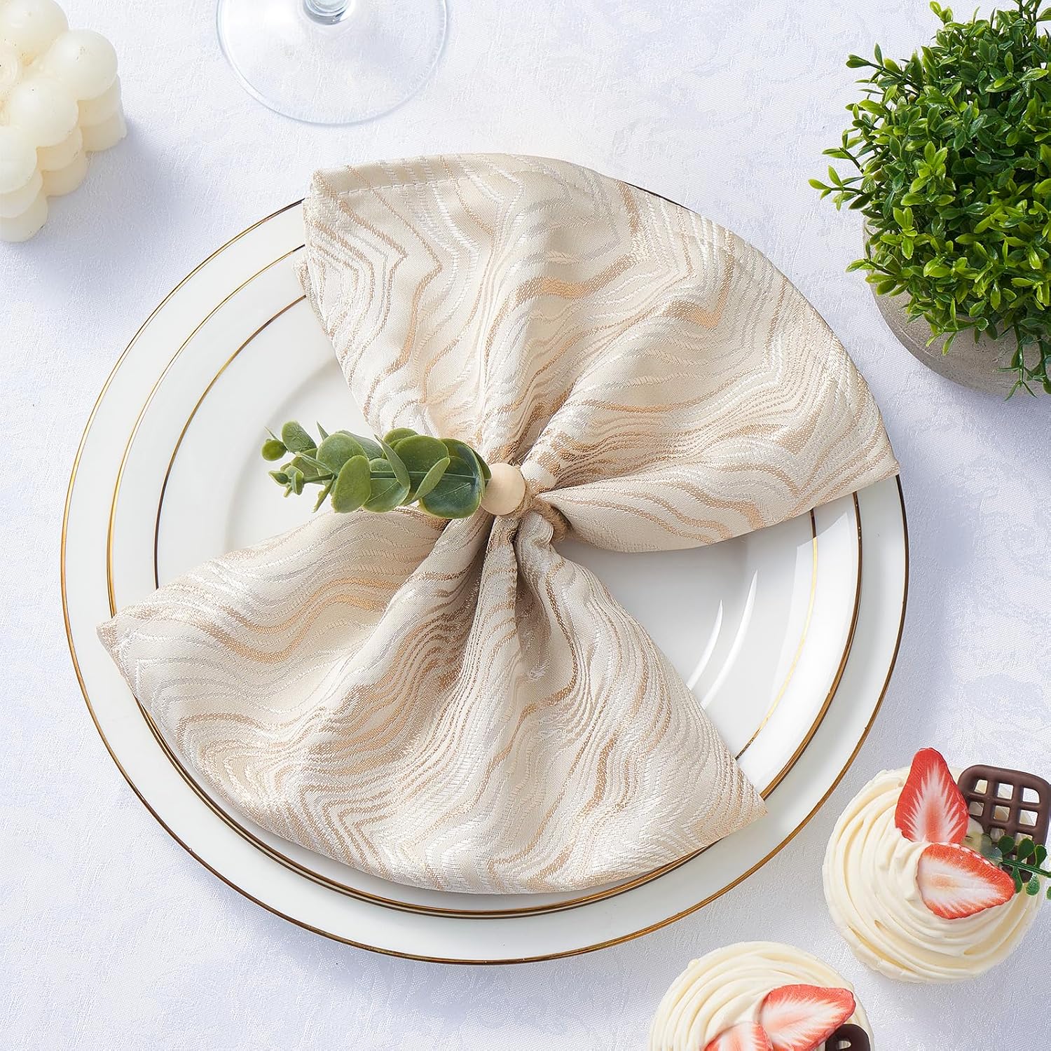 Boho Napkins Rings / Eucalyptus Leaf / Set of 12