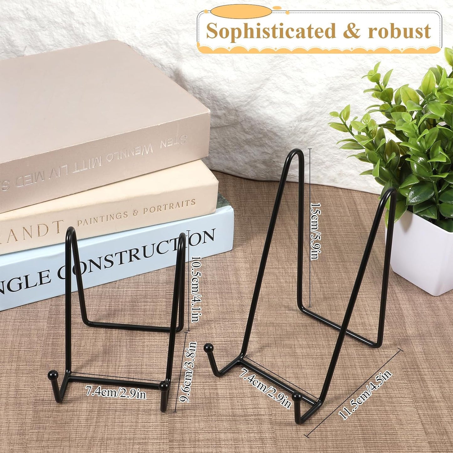 Metal Plate Display Stand Durable Picture Frame Stand / Black / 4.1 Inch / Set of 24
