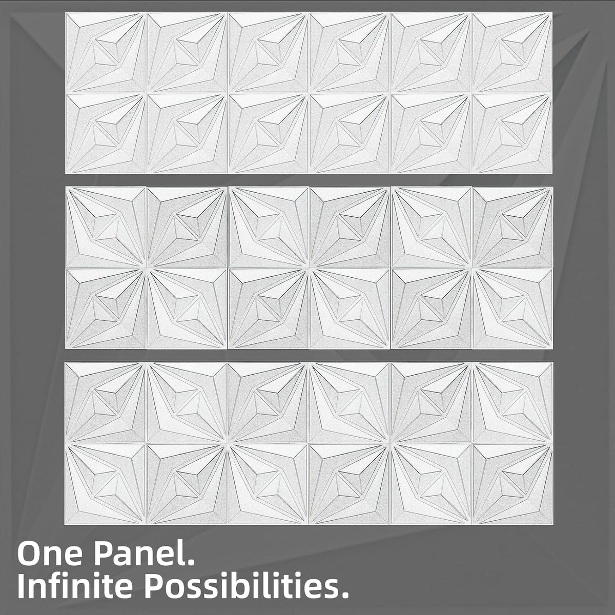 50 Pack 3D Wall Panels, 12x12 Inch, Black | PVC Textured, 3 Layout Options, for Living Room Bedroom TV Background