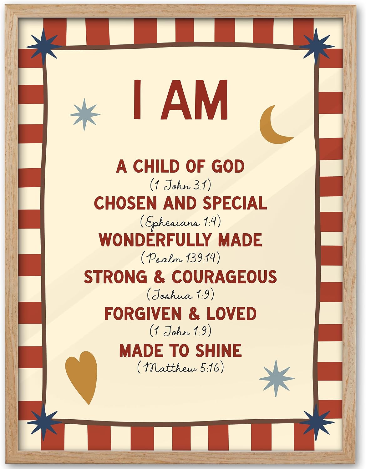 KensTro 16x20 Oak Framed I Am a Child of God Scripture Wall Art