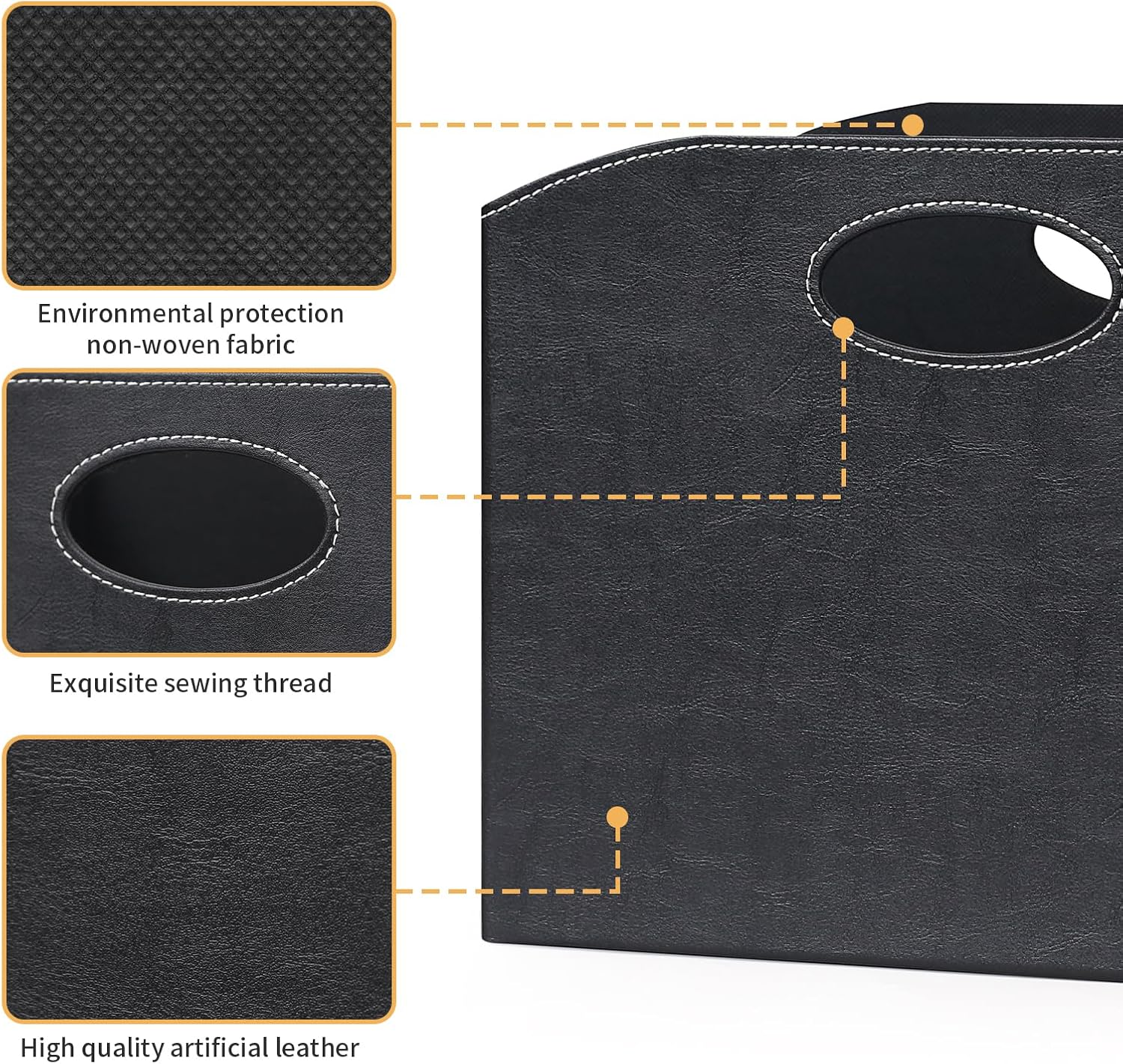 EZDeco Magazine Holder Foldable Magazine Rack Floor PU Leather File Holder Newspaper Book Storage Magazine Basket