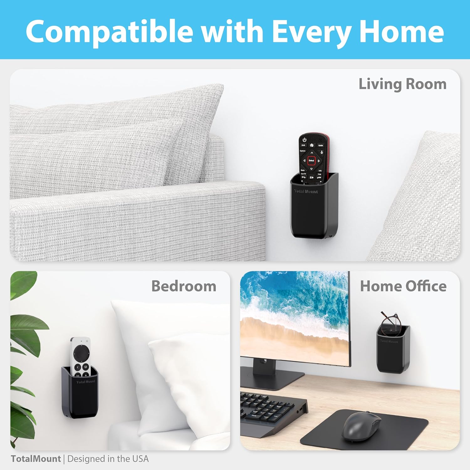 Hole-Free Remote Control Holder / Black