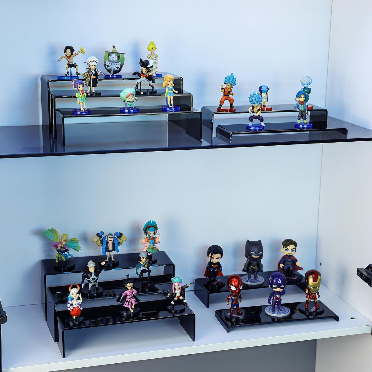 10 Pack Large Acrylic Display Stands, 2 Set(10”L~11”L~12”L) | Rectangular Display Stands, Acrylic Display Shelves for