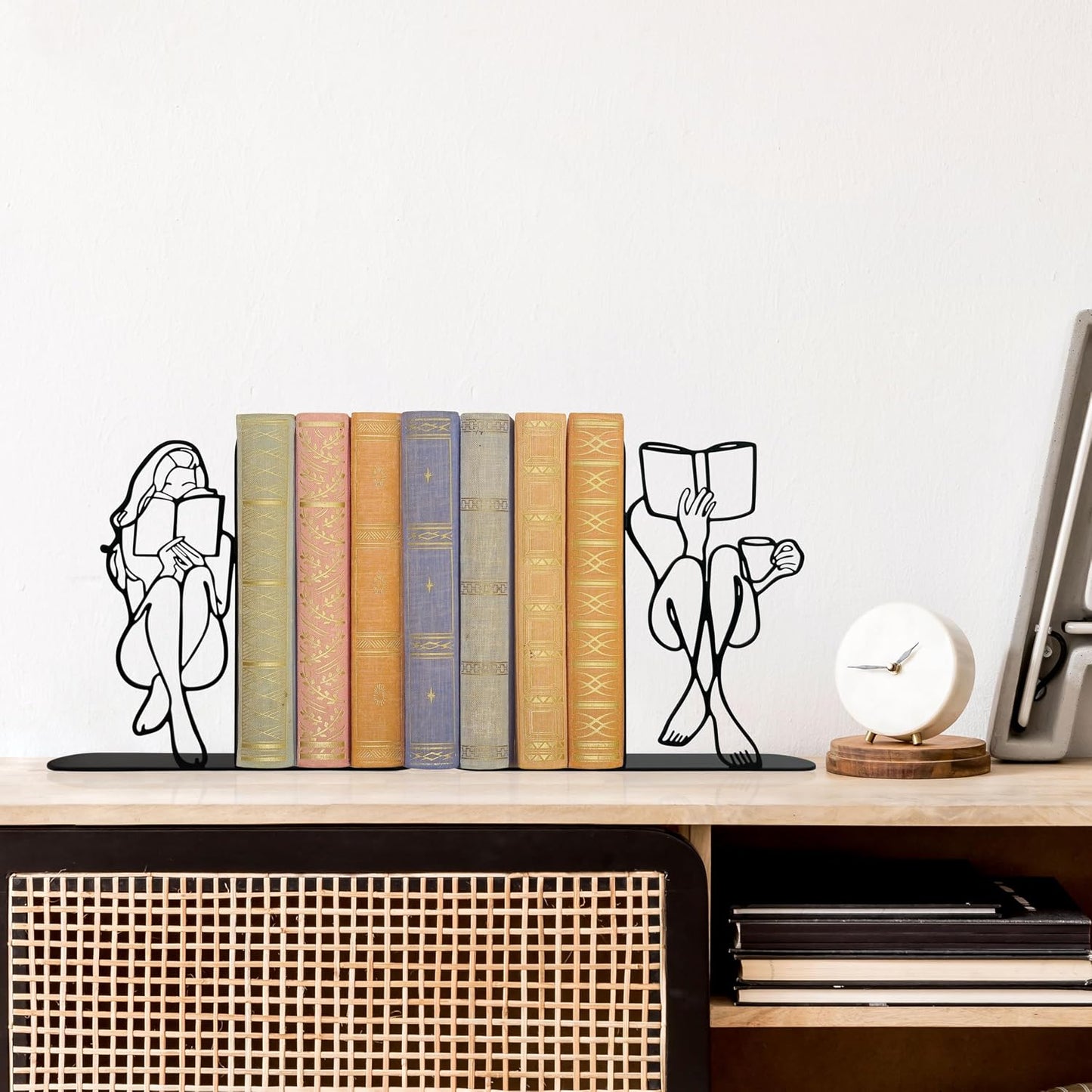Metal Book Ends Decor for Heavy Books / Black